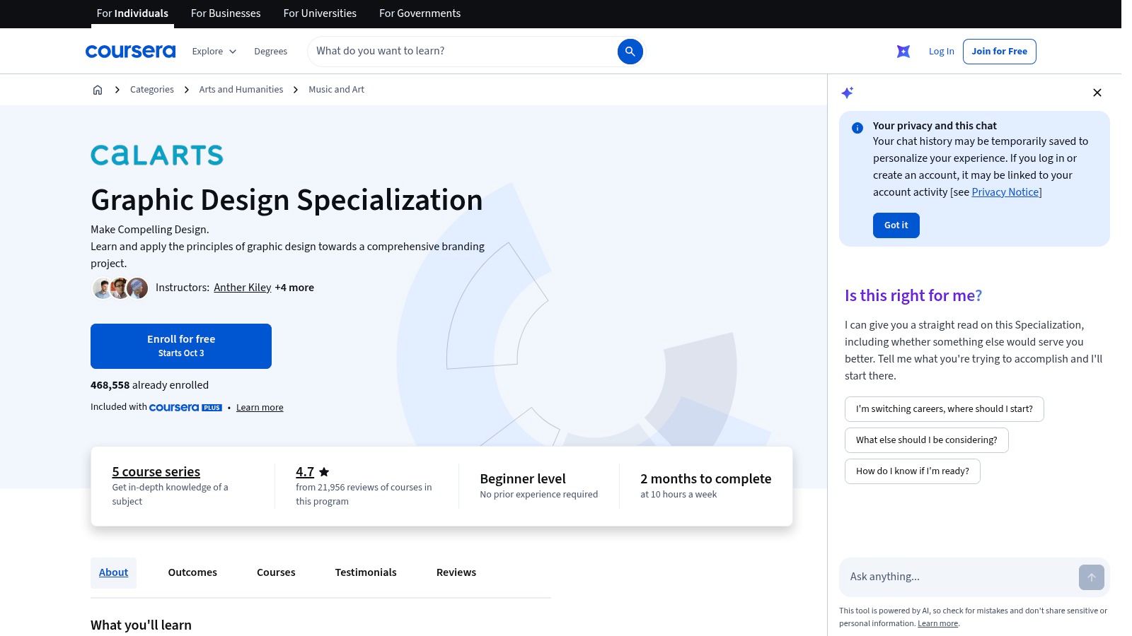 Coursera, CalArts Graphic Design Specialization